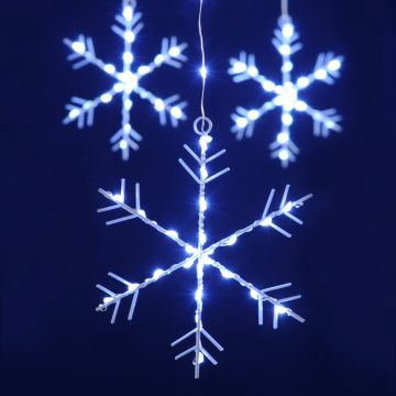 Christmas Lights - Snowflake Curtain Light -  White Led Light