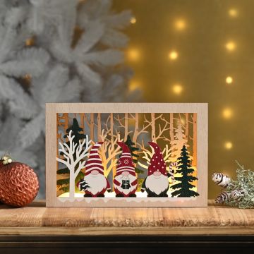 Christmas Decoration - Led Woodland Gonks Scene