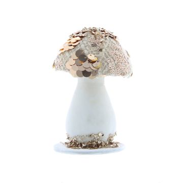 Christmas Decoration - White and Gold Toadstool