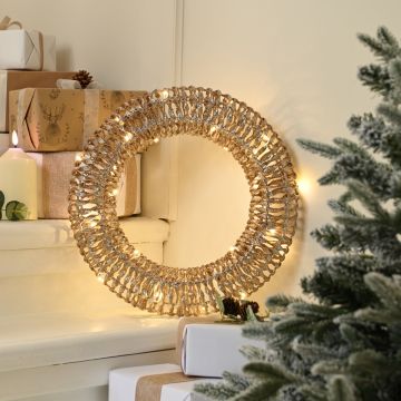 Christmas Decoration - Led Champagne Gold Wreath - 40cm