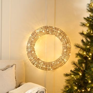 Christmas Decoration - Led Champagne Gold Wreath - 60cm