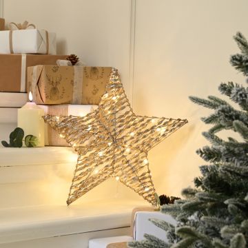 Christmas Decoration - Led Champagne Gold Star - 40cm