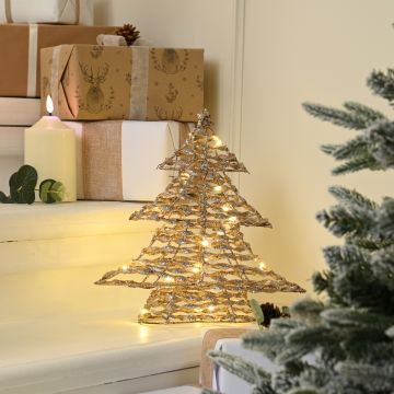 Christmas Decoration - Led Champagne Gold Tree - 30cm