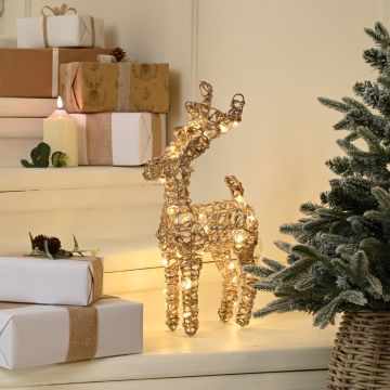 Christmas Decoration - Led Champagne Gold Reindeer - 37cm