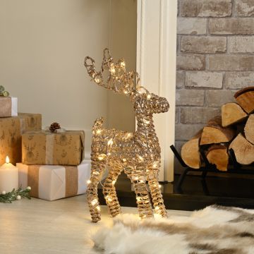 Christmas Decoration - Led Champagne Gold Reindeer - 55cm