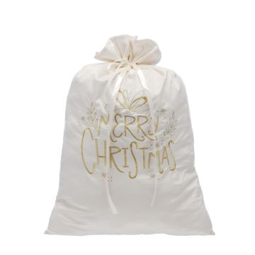 Christmas Decoration - White and Gold MERRY CHRISTMAS Sack