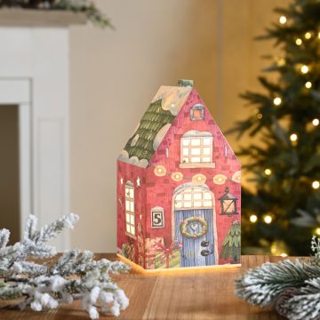 Christmas Decoration - Led Paper Candy Cane House 