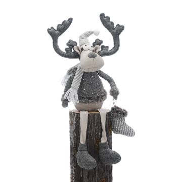 Christmas Decoration - Dangly Legs Reindeer with Scarf