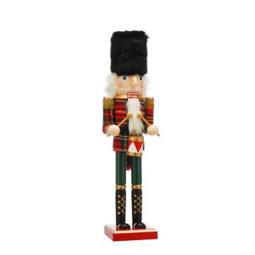 Christmas Decoration - Red Tartan Nutcracker with Drum