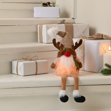 Christmas Decoration - Led Light Dangly Leg Reindeer Gonk