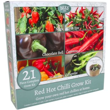 21 Piece Red Hot Chilli Growing Kit Gift Set - Selection of 6 Varieties