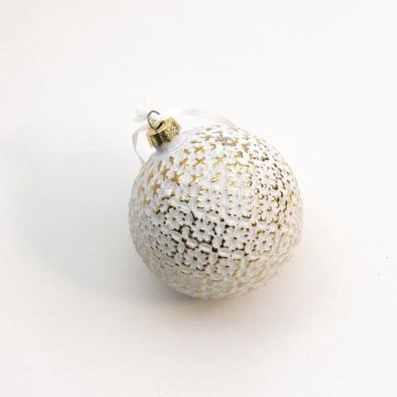 Christmas Tree Decoration - Gold Relief Glass Bauble - Pack of 12