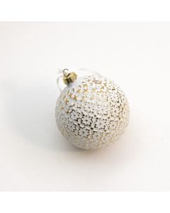 Christmas Tree Decoration - Gold Relief Glass Bauble - Pack of 12