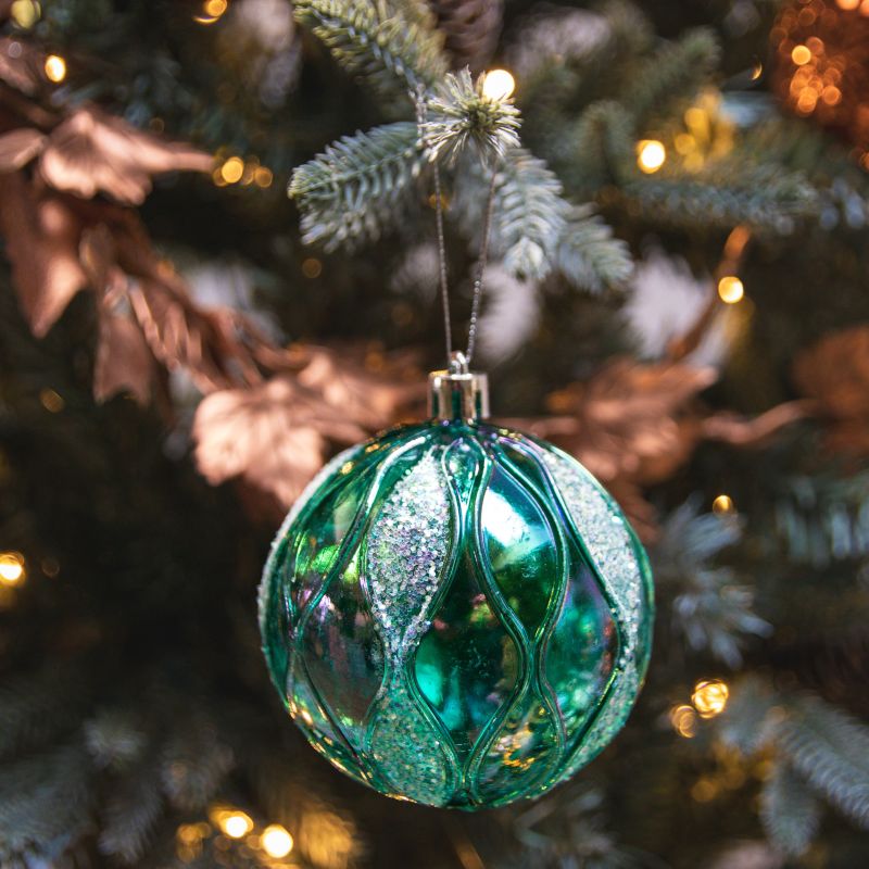 dark teal christmas baubles