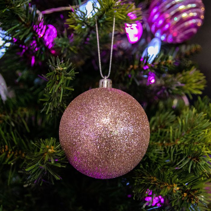 pink and purple christmas baubles