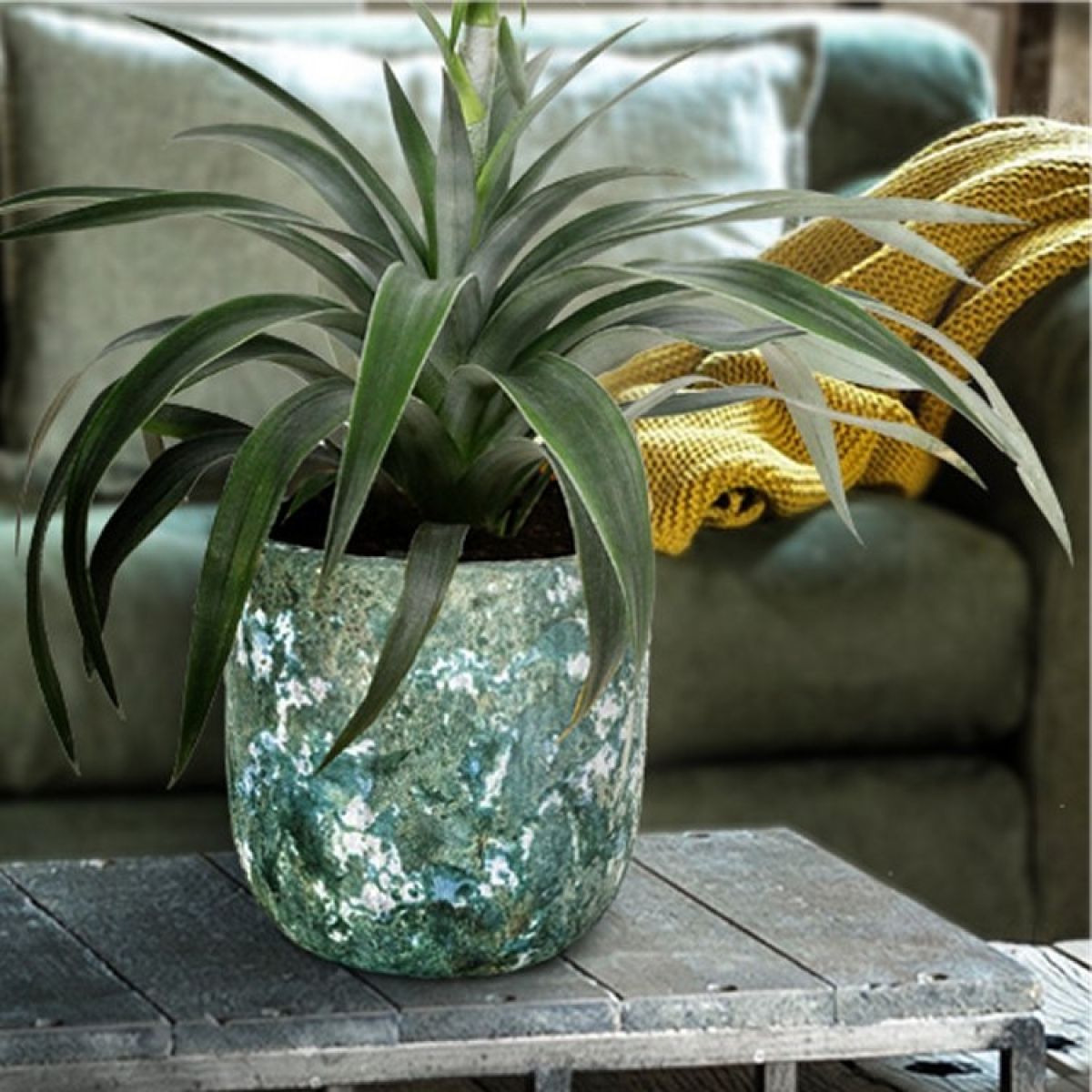 Silver Pineapple and high quality Faux Succulent Arrangement