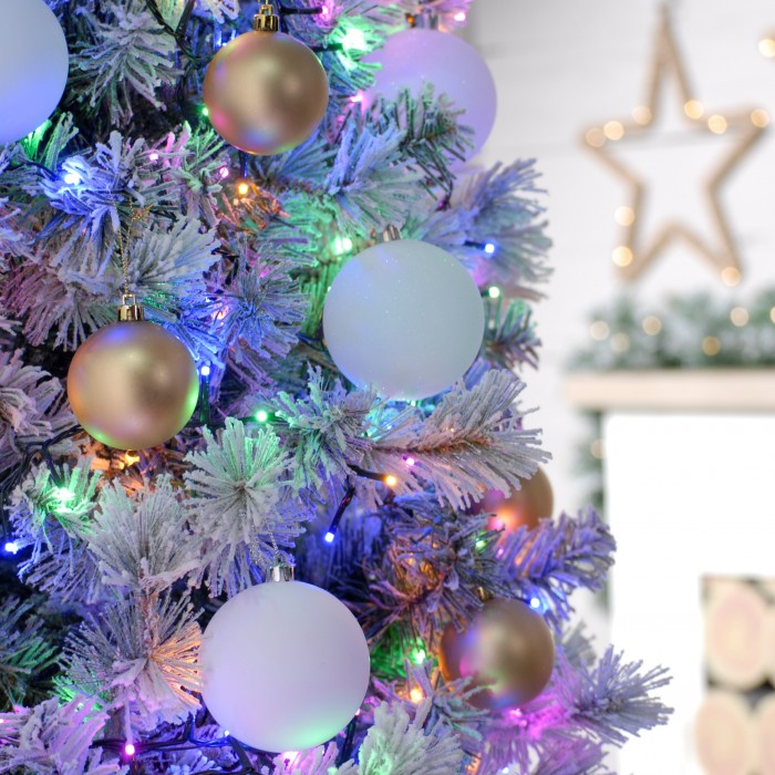 pastel coloured christmas tree lights